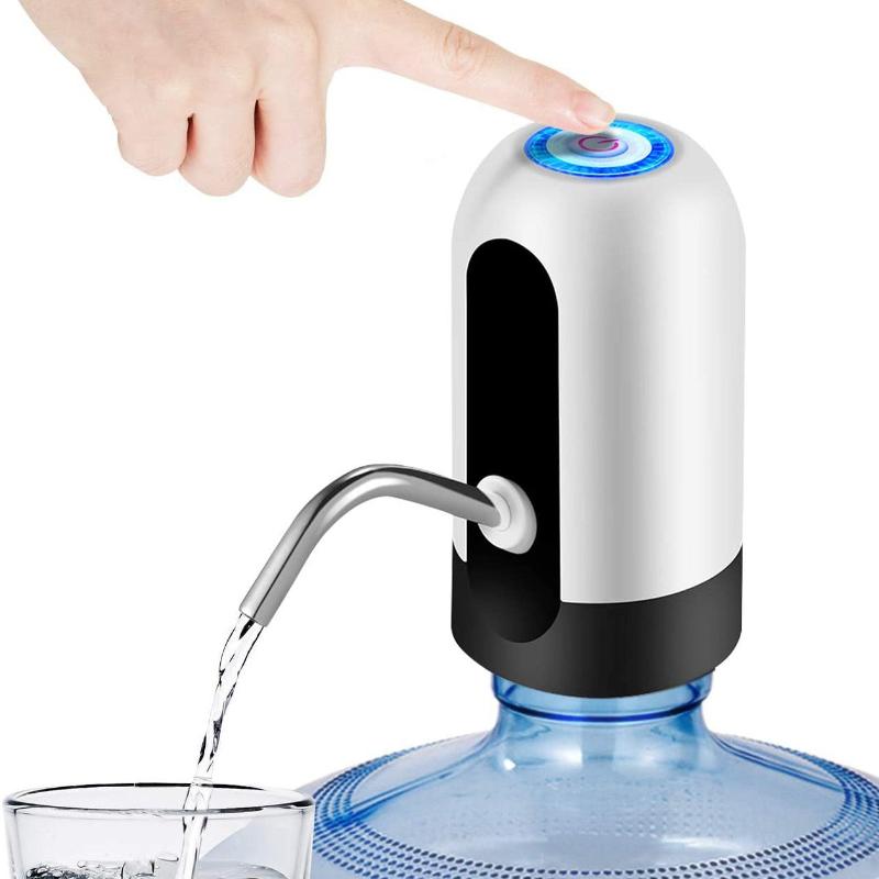 Compact automatic water dispenser attached to a water jug.