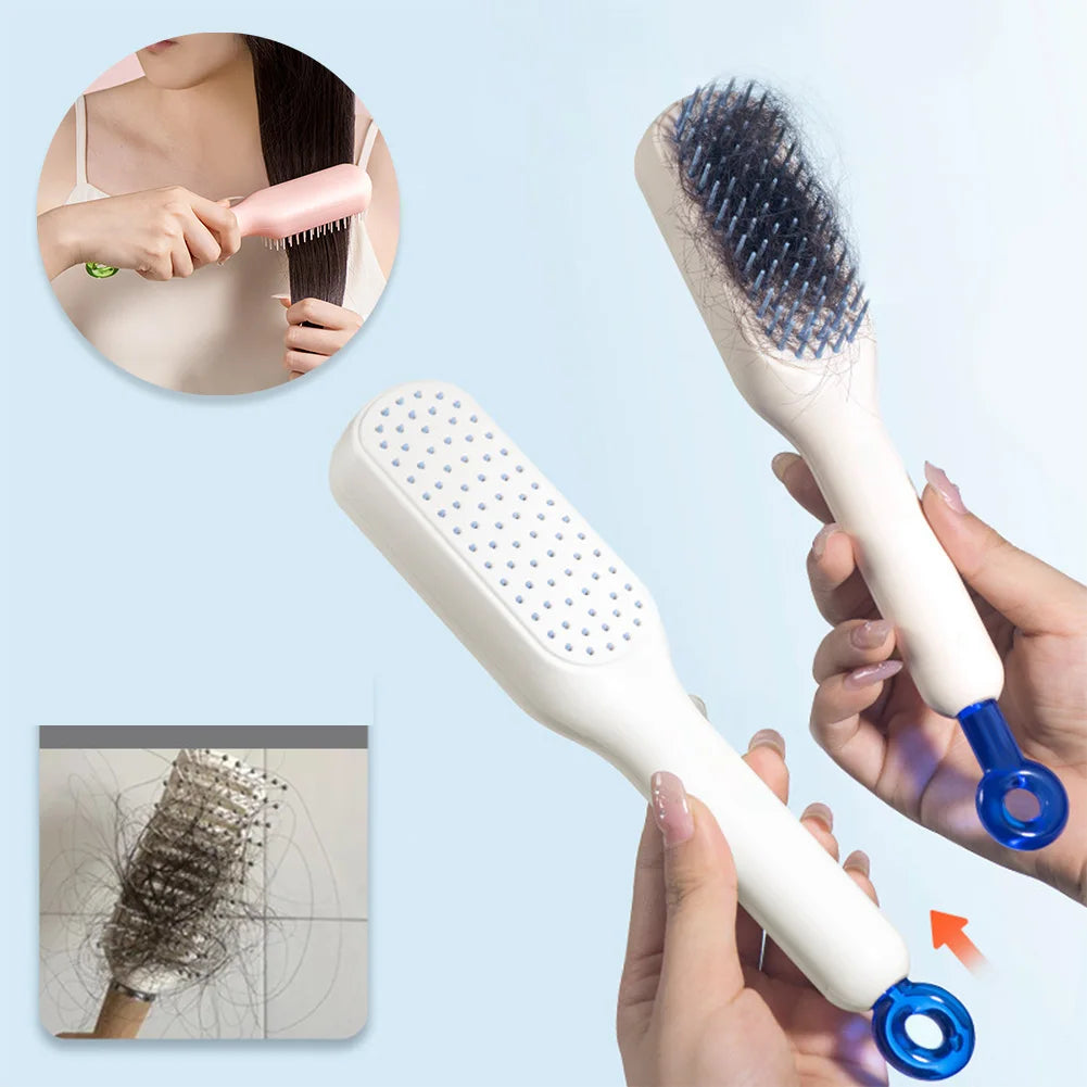 "Self-Cleaning Hair Brush for easy hair removal and a smooth brushing experience"