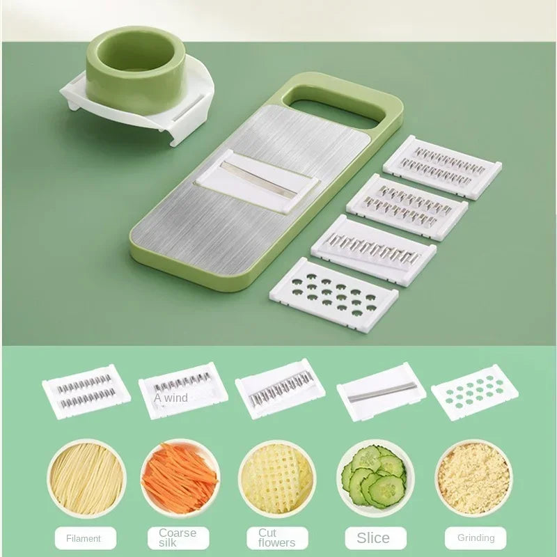 "5-in-1 Stainless Steel Vegetable Cutter for Slicing and Chopping"